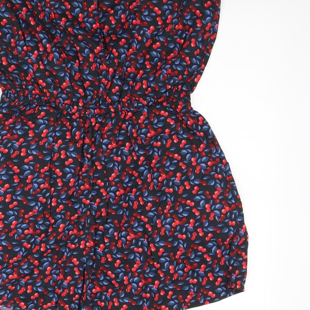 NEXT Womens Black Spotted Viscose Playsuit One-Piece Size 12   - Beach