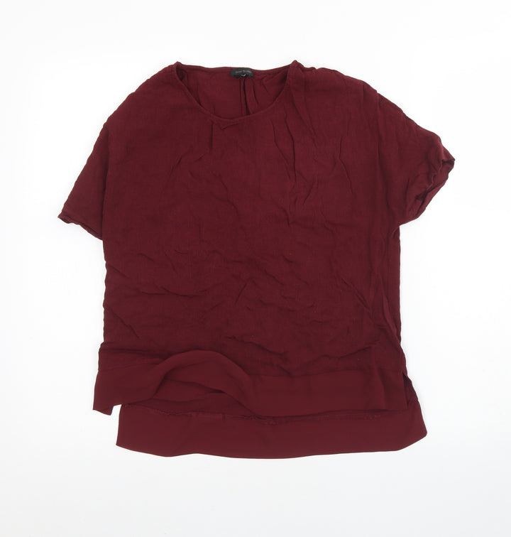 River Island Womens Red Polyester Basic Blouse Size 6 Round Neck