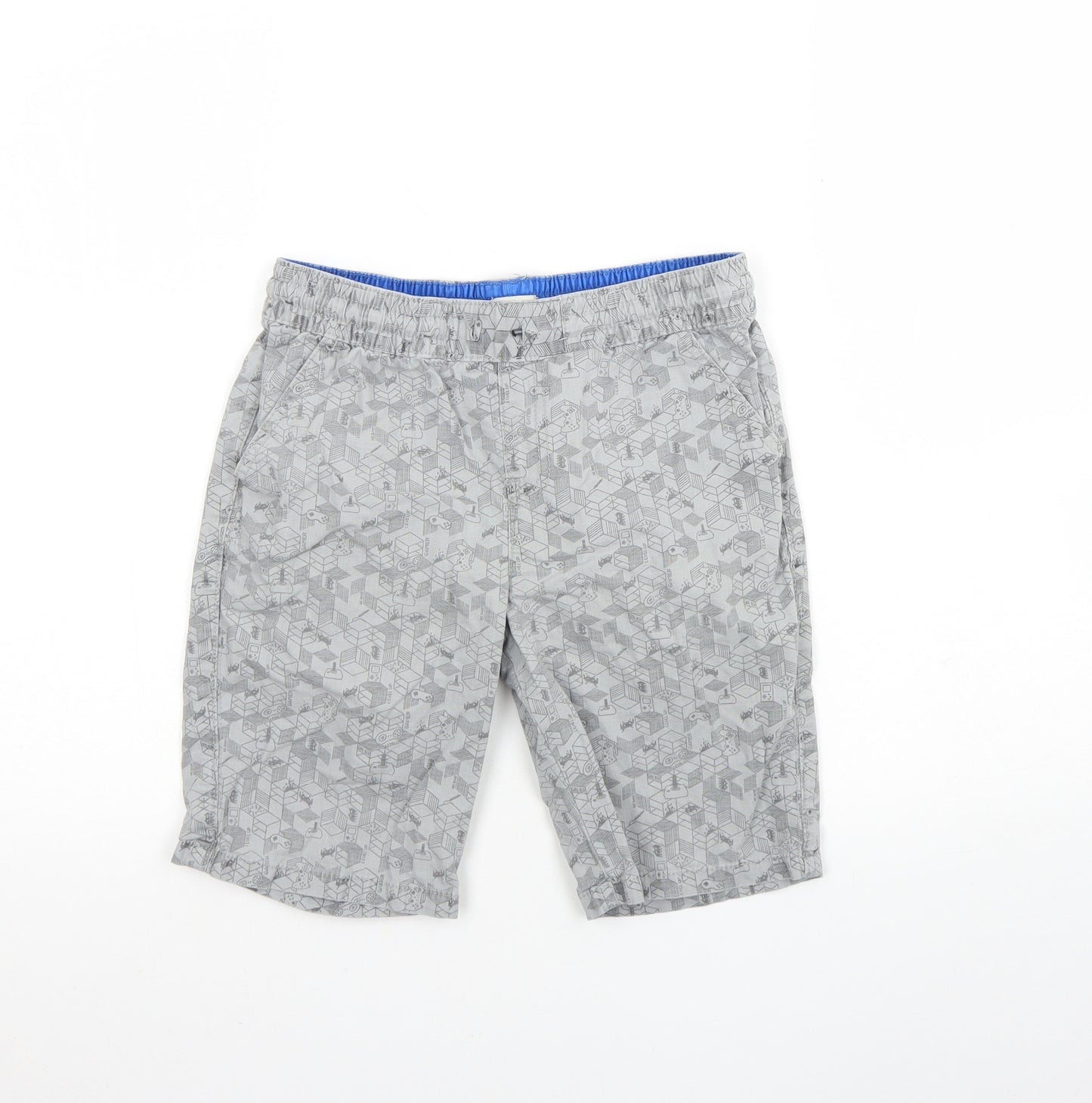 F&F Boys Grey Geometric Cotton Chino Shorts Size 9 Years  Regular