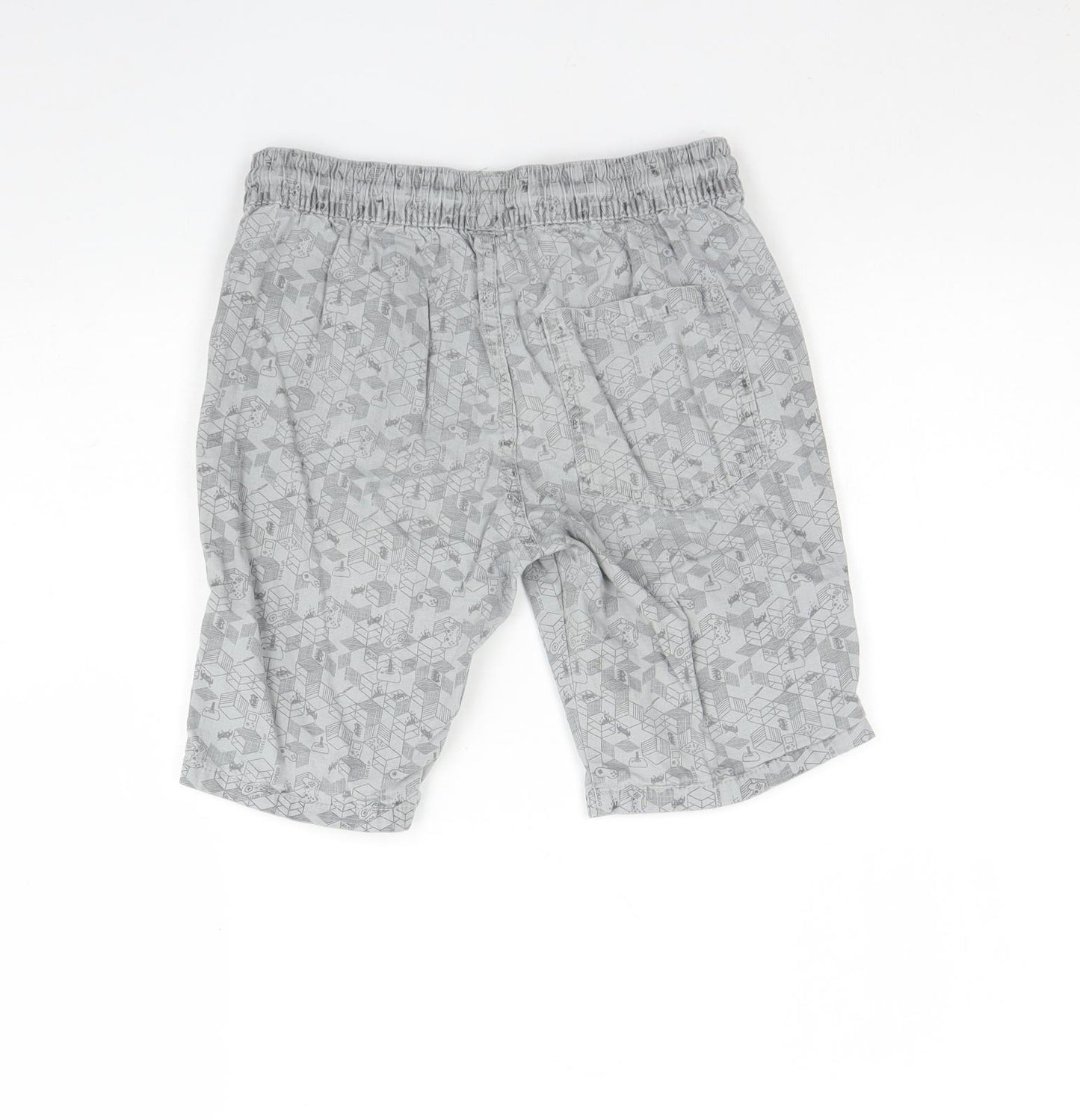 F&F Boys Grey Geometric Cotton Chino Shorts Size 9 Years  Regular