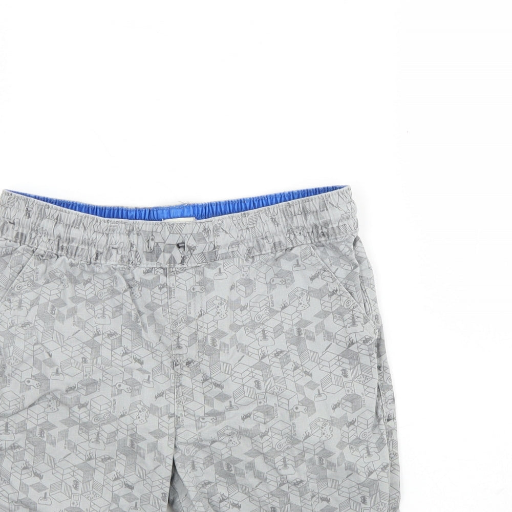 F&F Boys Grey Geometric Cotton Chino Shorts Size 9 Years  Regular