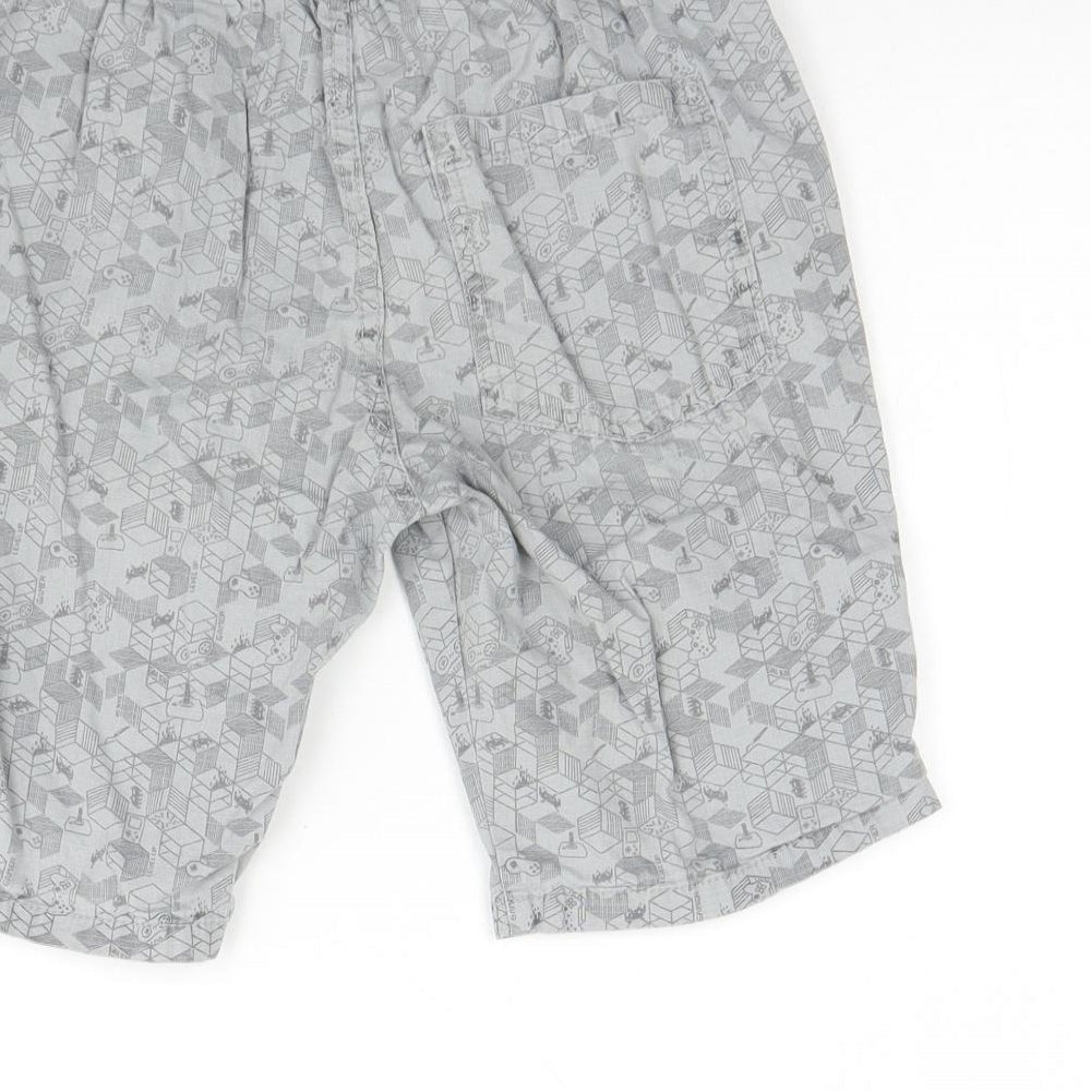 F&F Boys Grey Geometric Cotton Chino Shorts Size 9 Years  Regular
