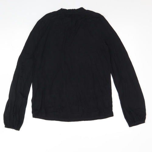 M&S Womens Black  Viscose Basic Blouse Size 8 Round Neck