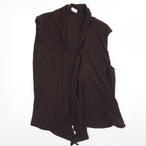 ELVI Womens Brown V-Neck  Cotton Cardigan Jumper Size S