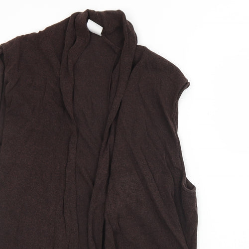 ELVI Womens Brown V-Neck  Cotton Cardigan Jumper Size S