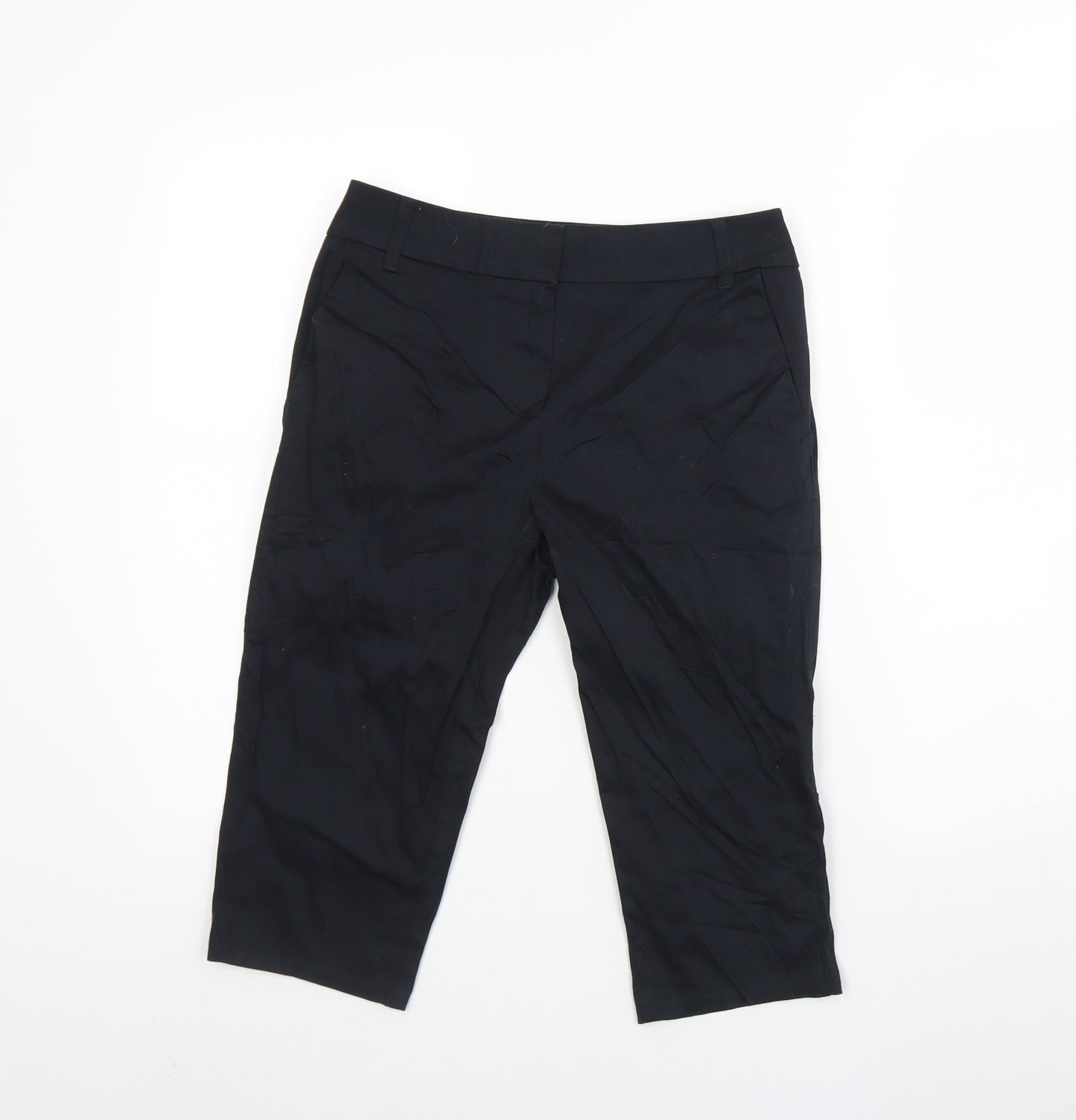 Preworn Womens Black  Polyester Culotte Shorts Size 30 in L15 in Regular Hook & Eye
