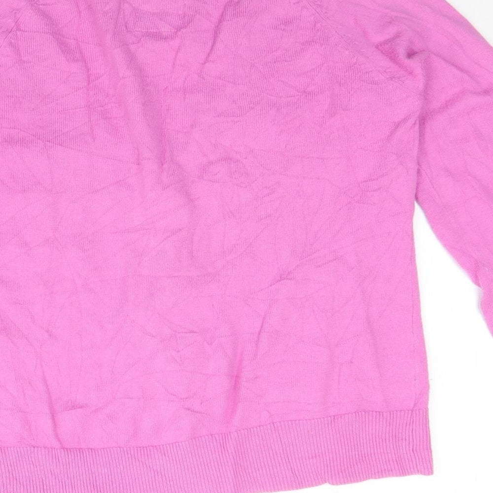 Jack Wills Womens Pink V-Neck  Cotton Cardigan Jumper Size 12