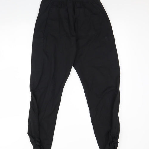 Rizues Womens Black  Cotton Cargo Trousers Size S L30 in Regular Drawstring
