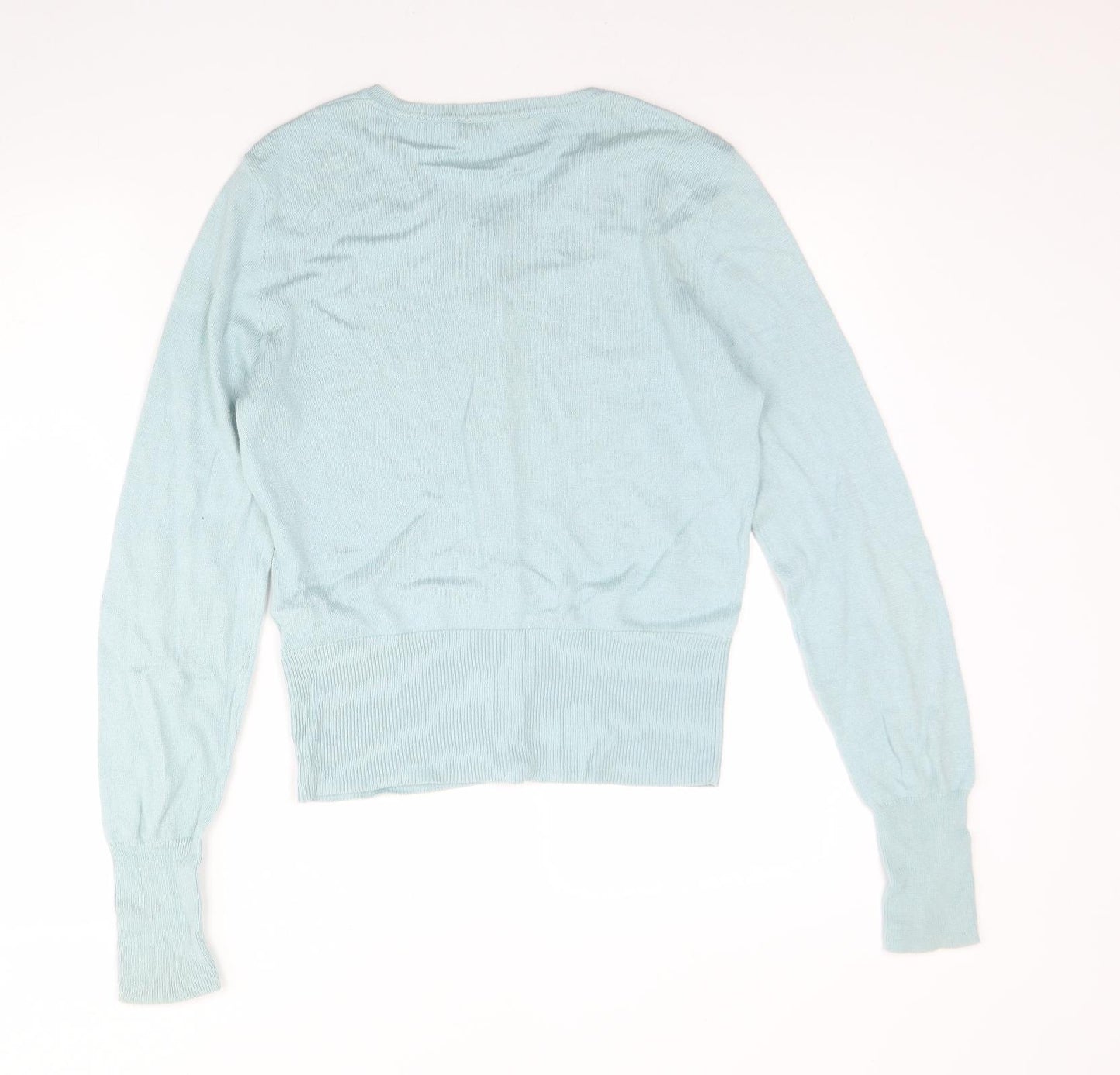 Oasis Womens Blue Round Neck  Cotton Cardigan Jumper Size M