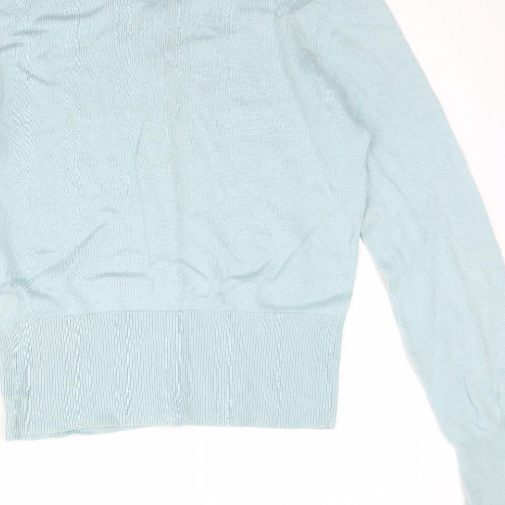 Oasis Womens Blue Round Neck  Cotton Cardigan Jumper Size M