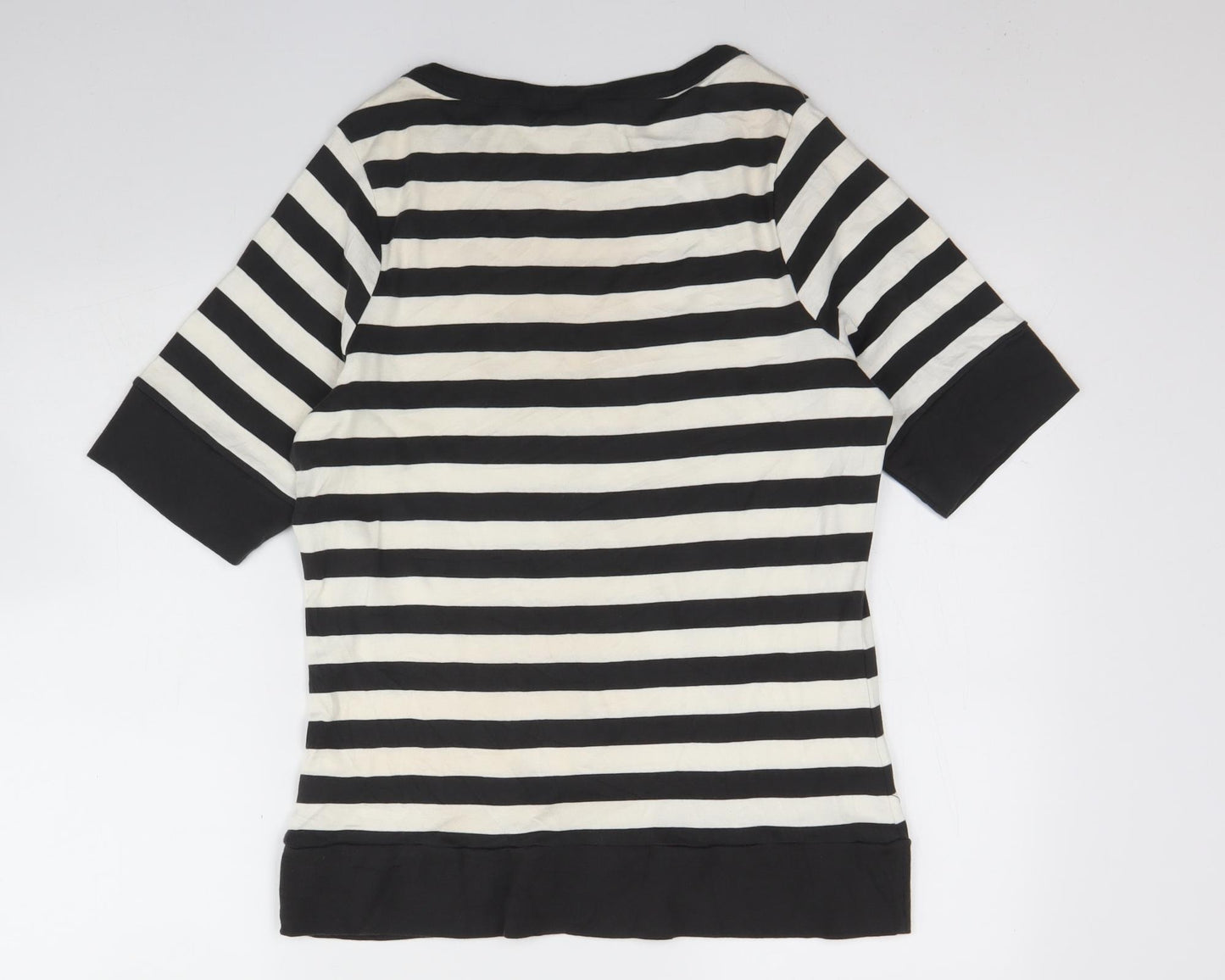 New Look Womens White Round Neck Striped Cotton Pullover Jumper Size 18