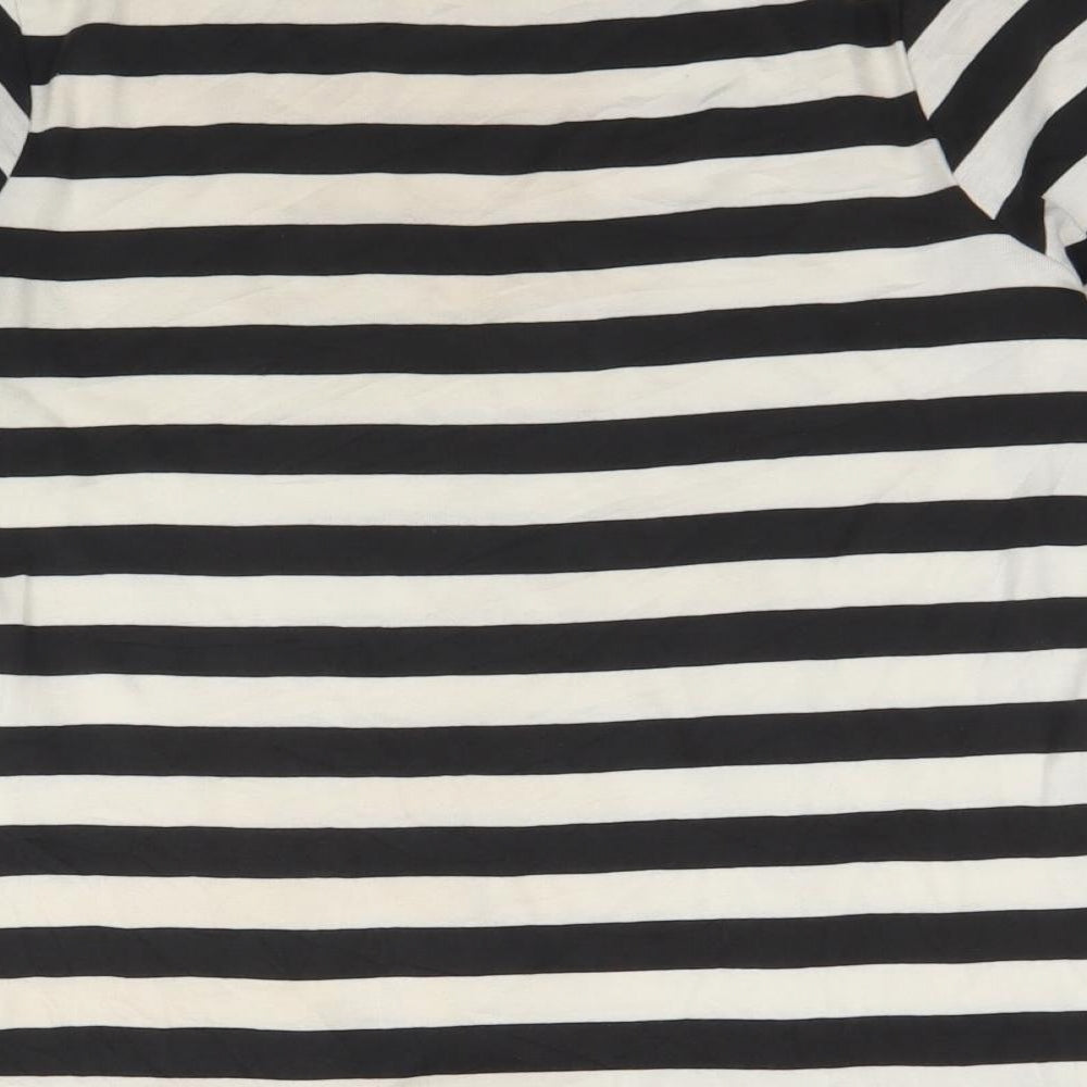 New Look Womens White Round Neck Striped Cotton Pullover Jumper Size 18