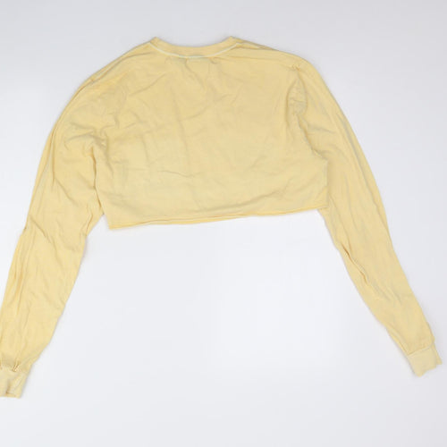 ASOS Womens Yellow  Cotton Cropped T-Shirt Size 8 Round Neck