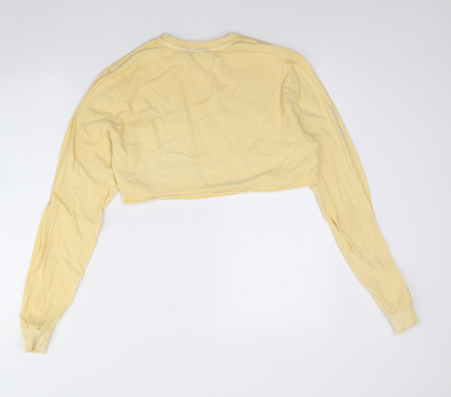 ASOS Womens Yellow  Cotton Cropped T-Shirt Size 8 Round Neck