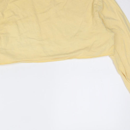 ASOS Womens Yellow  Cotton Cropped T-Shirt Size 8 Round Neck