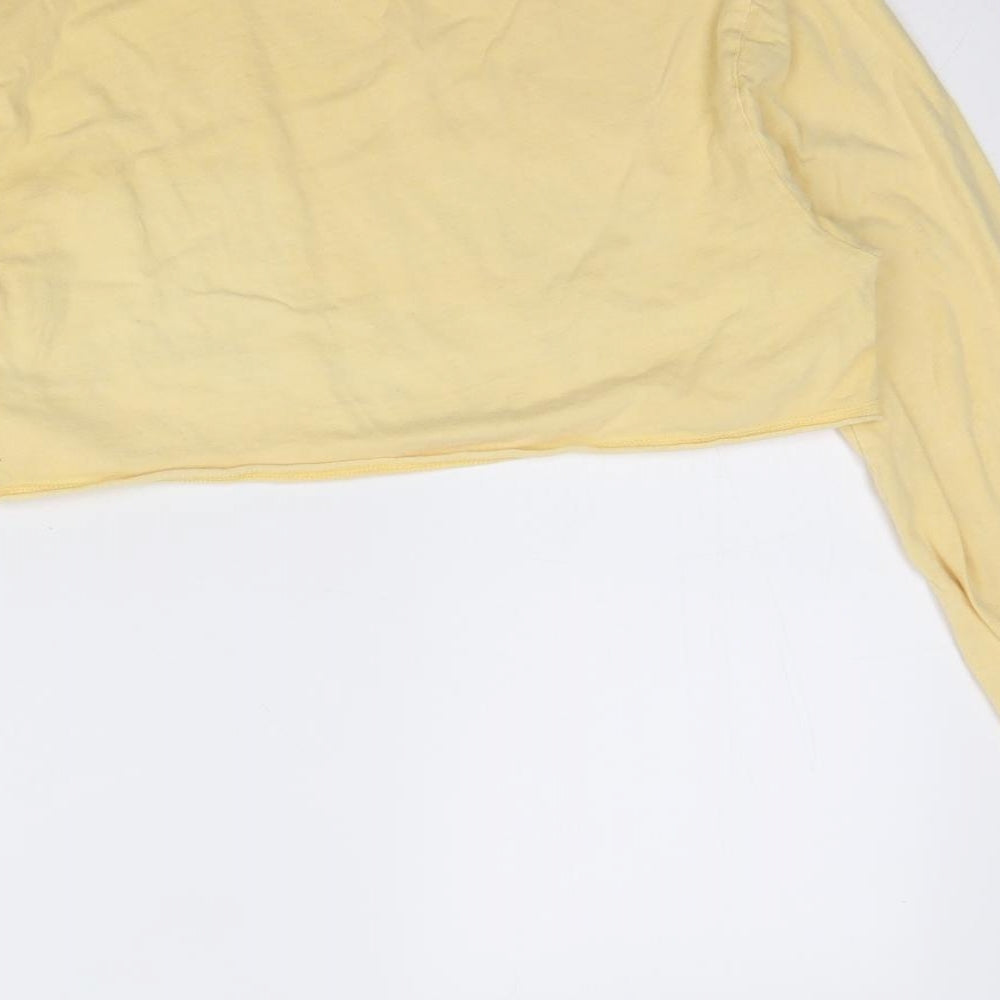 ASOS Womens Yellow  Cotton Cropped T-Shirt Size 8 Round Neck
