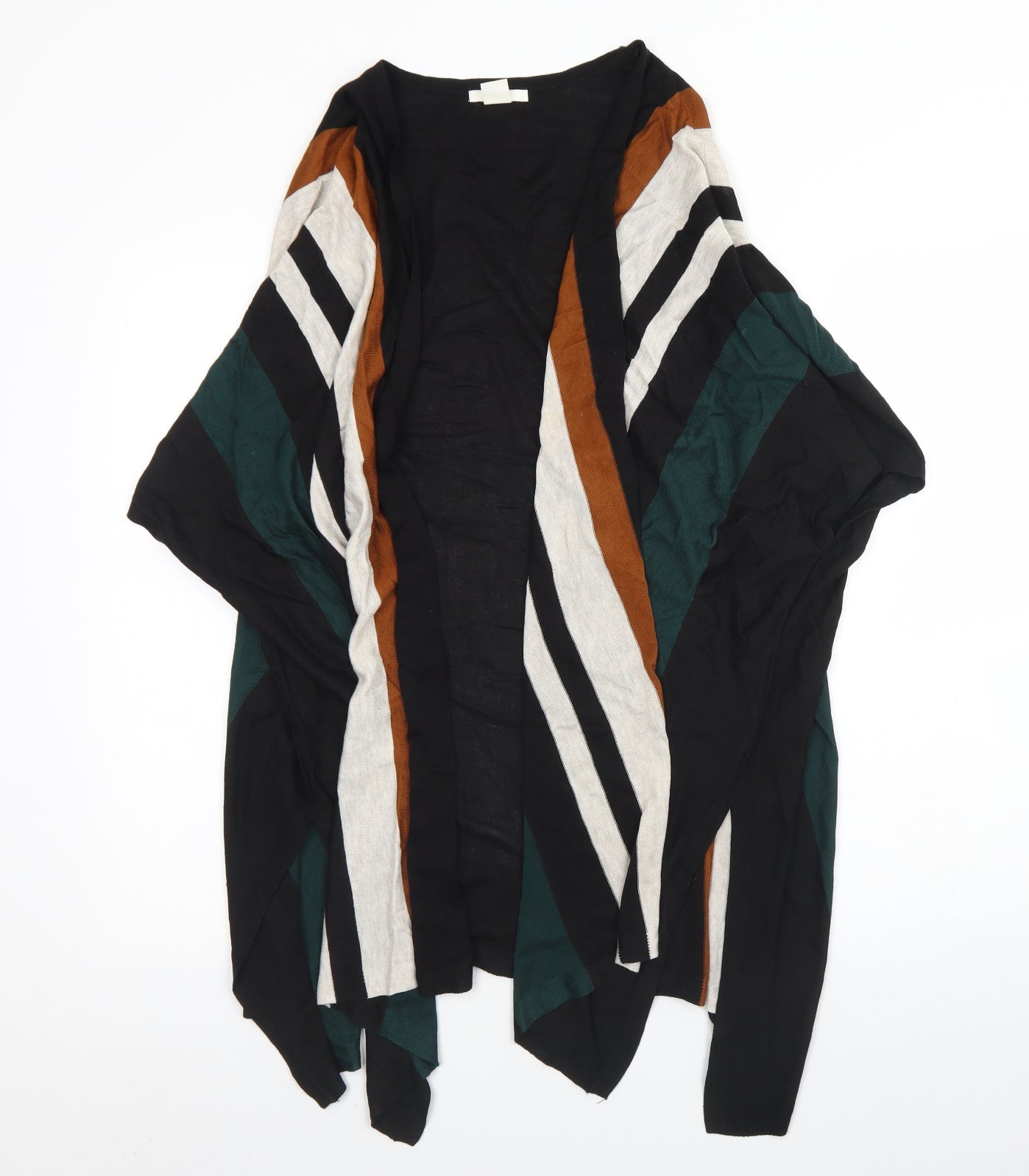 H&M Womens Black V-Neck Striped Acrylic Cardigan Jumper Size XS