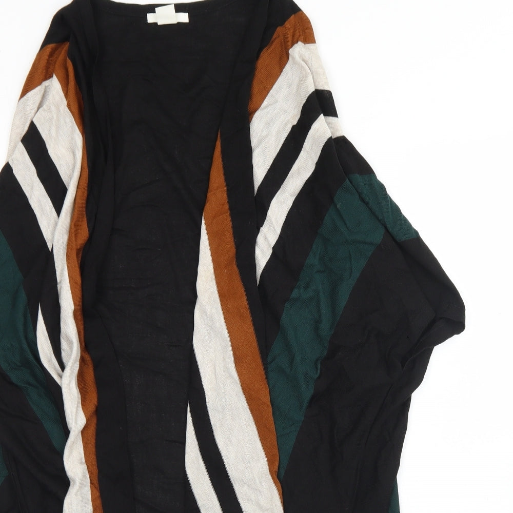 H&M Womens Black V-Neck Striped Acrylic Cardigan Jumper Size XS