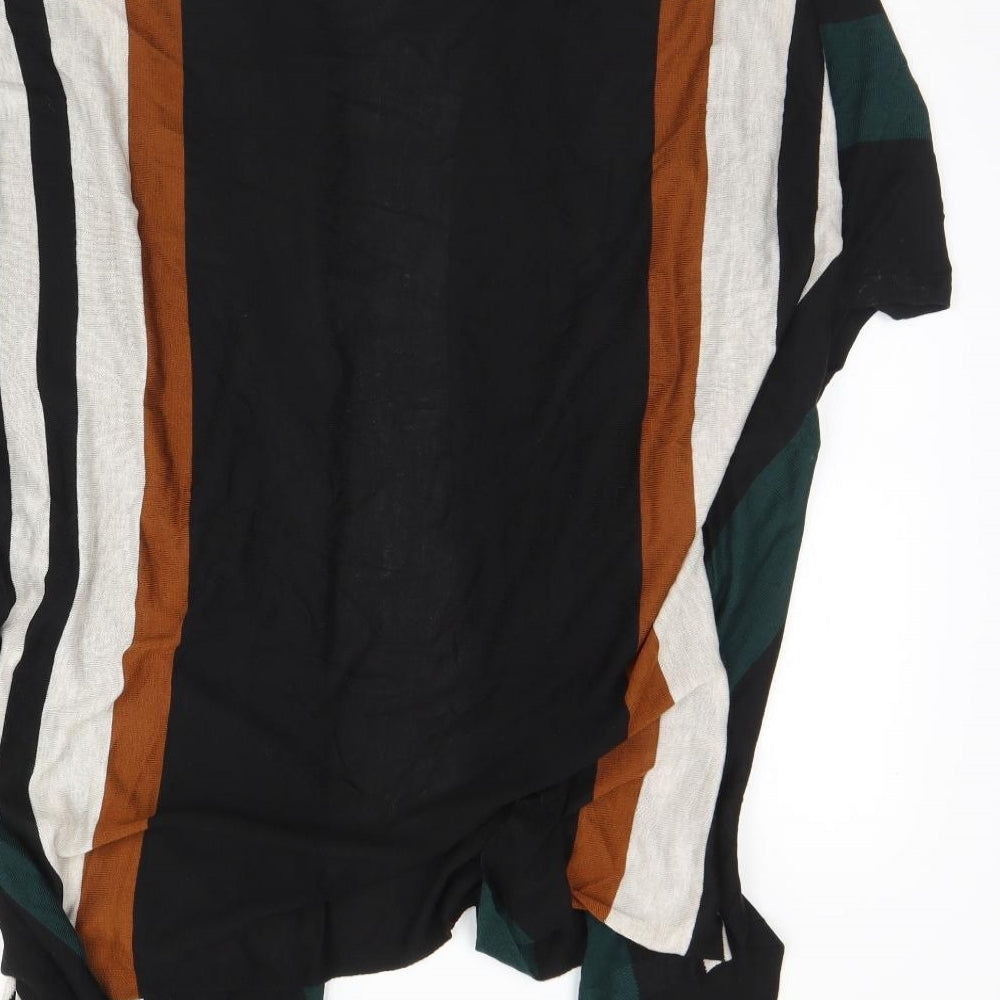 H&M Womens Black V-Neck Striped Acrylic Cardigan Jumper Size XS