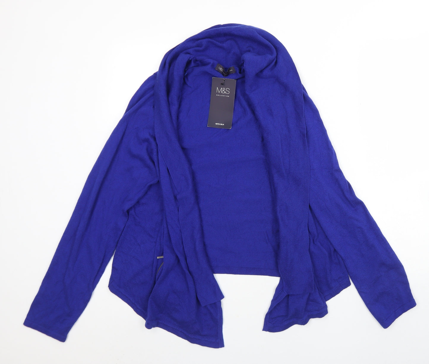 M&S Womens Blue V-Neck  Viscose Cardigan Jumper Size 22