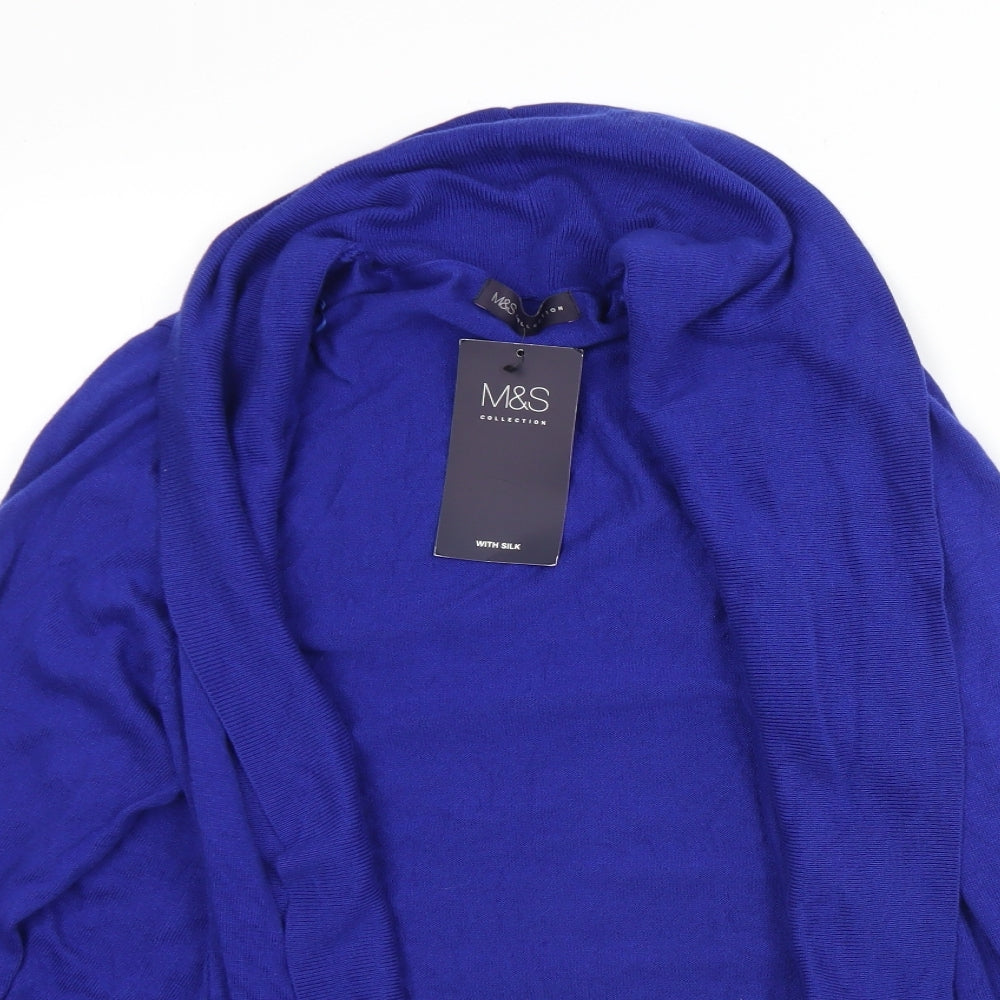 M&S Womens Blue V-Neck  Viscose Cardigan Jumper Size 22