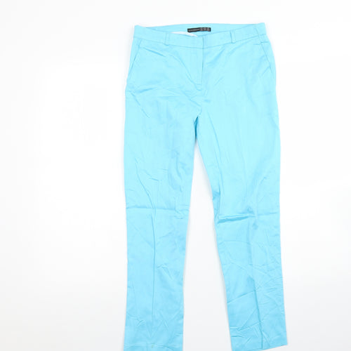 Atmosphere Womens Blue  Cotton Trousers  Size 6 L26 in Regular Hook & Eye