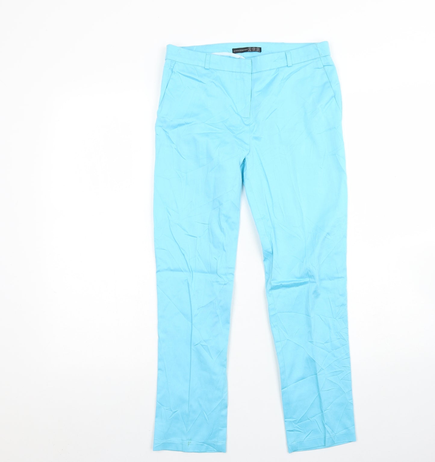 Atmosphere Womens Blue  Cotton Trousers  Size 6 L26 in Regular Hook & Eye