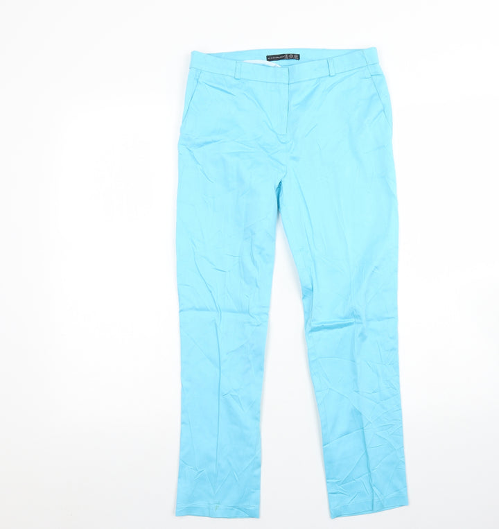 Atmosphere Womens Blue  Cotton Trousers  Size 6 L26 in Regular Hook & Eye