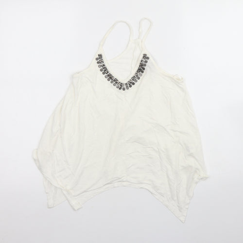 Atmosphere Womens Ivory  Viscose Basic Tank Size 8 Round Neck