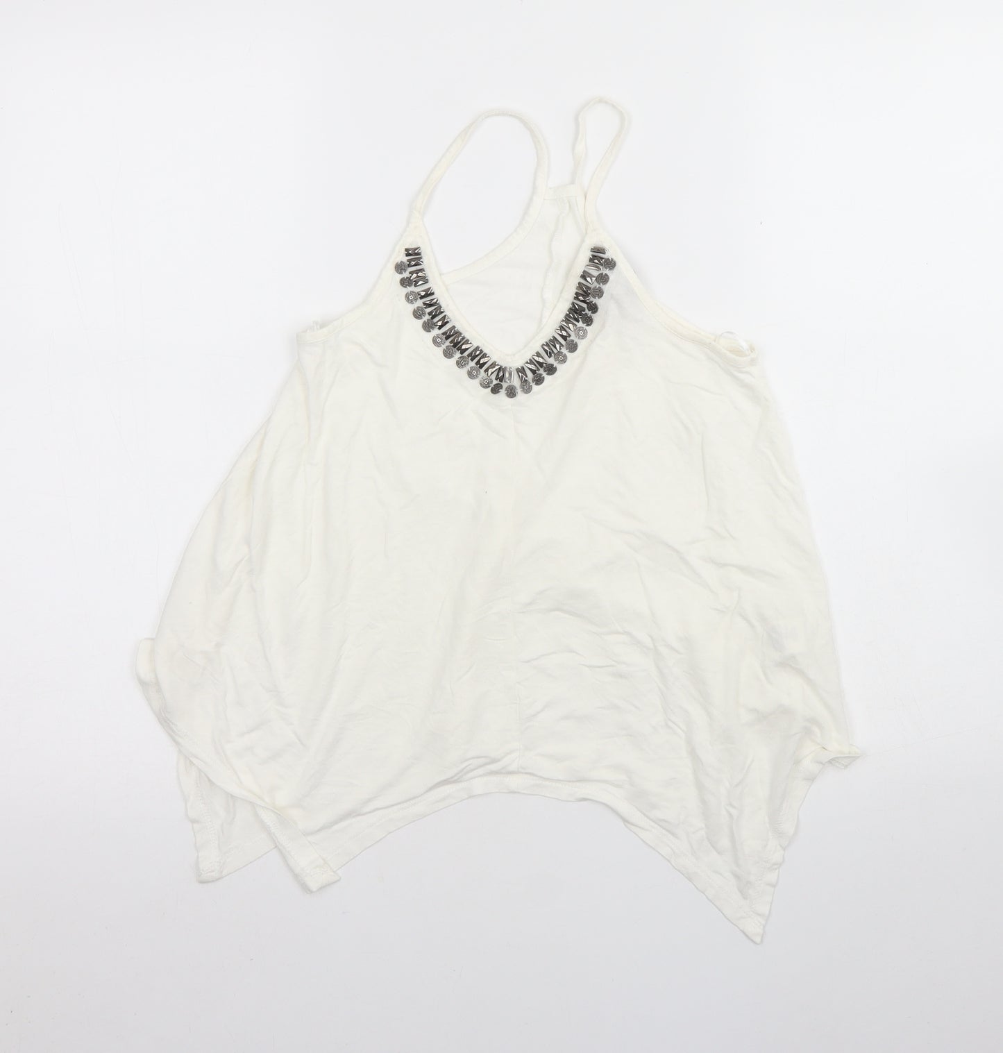 Atmosphere Womens Ivory  Viscose Basic Tank Size 8 Round Neck