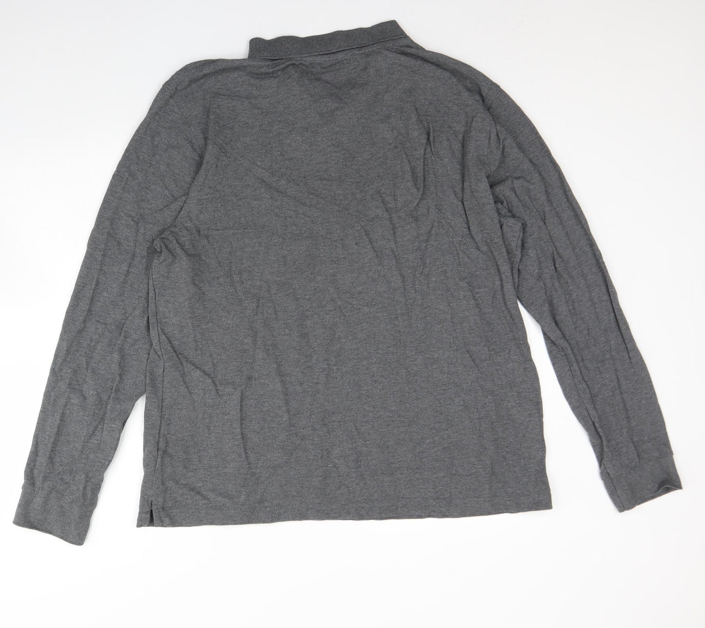 M&S Mens Grey  Cotton  Polo Size XL Collared Button