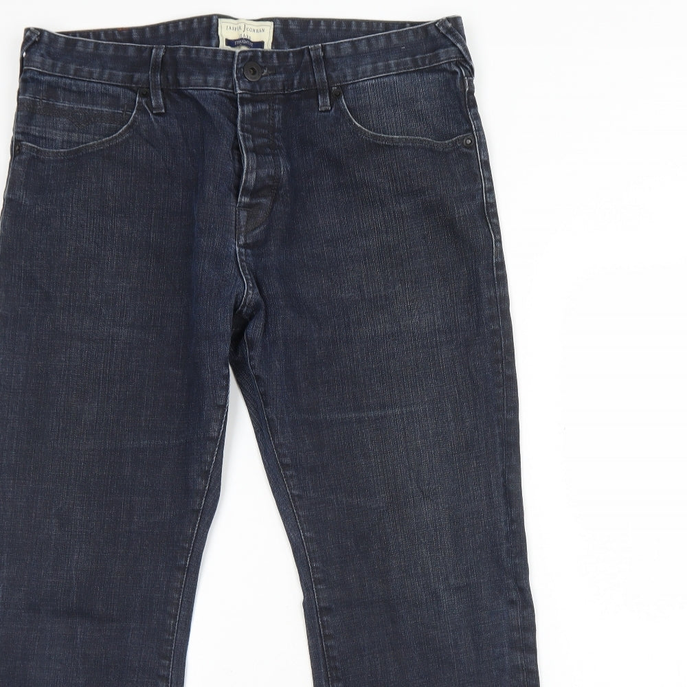 Jasper Conran Womens Blue  Cotton Straight Jeans Size 34 L30 in Regular Button
