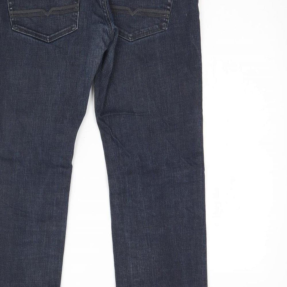 Jasper Conran Womens Blue  Cotton Straight Jeans Size 34 L30 in Regular Button