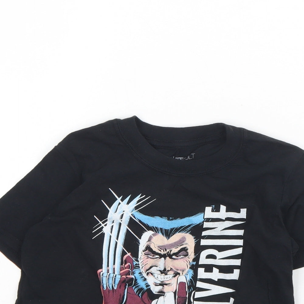 ABSOLUTE CULT Boys Black  Cotton Basic T-Shirt Size S Round Neck  - Wolverine
