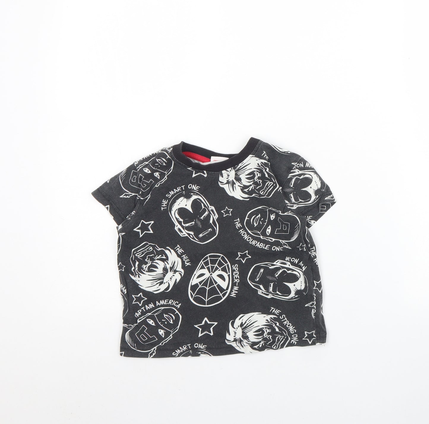 Marvel Boys Black Spotted Cotton Basic T-Shirt Size 6 Years Round Neck  - Marvel