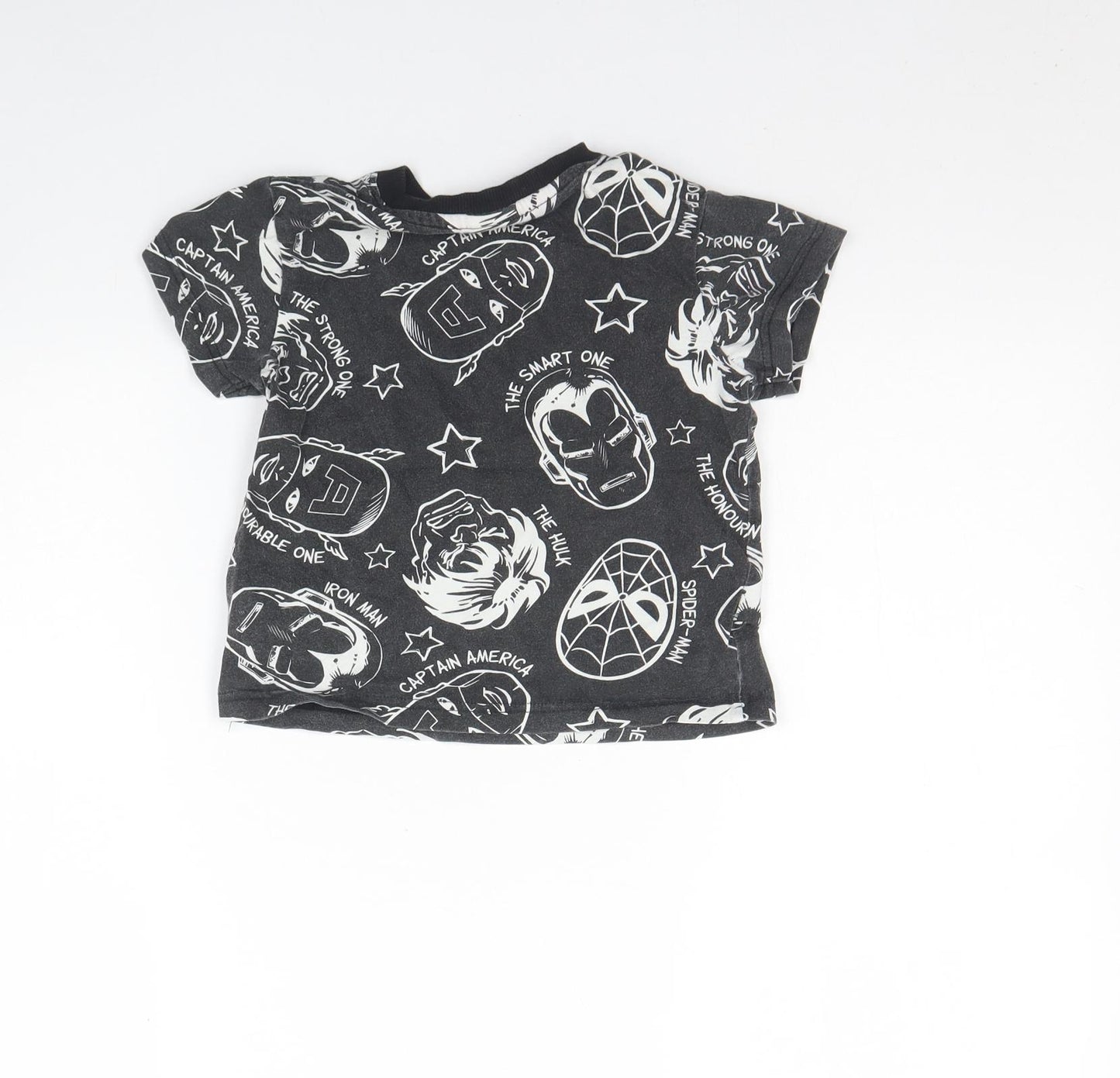 Marvel Boys Black Spotted Cotton Basic T-Shirt Size 6 Years Round Neck  - Marvel
