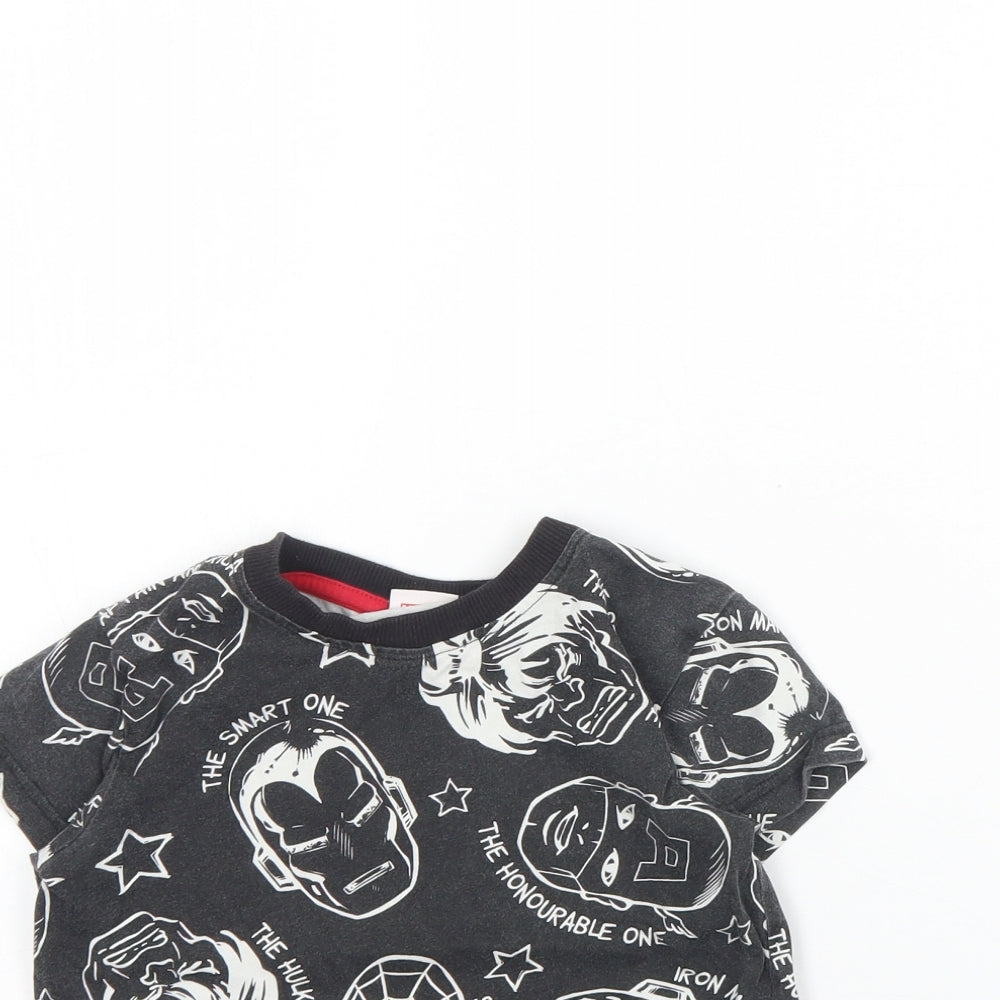 Marvel Boys Black Spotted Cotton Basic T-Shirt Size 6 Years Round Neck  - Marvel