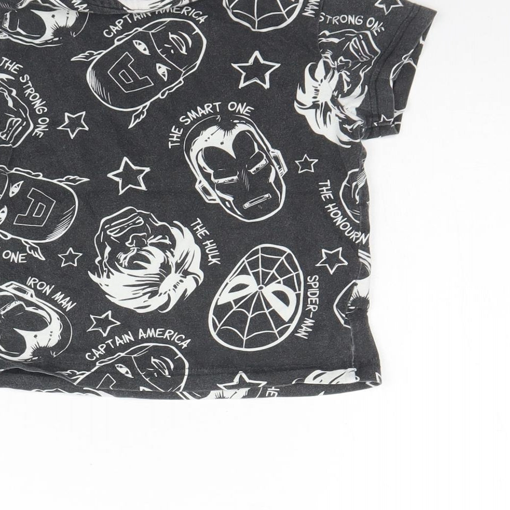 Marvel Boys Black Spotted Cotton Basic T-Shirt Size 6 Years Round Neck  - Marvel