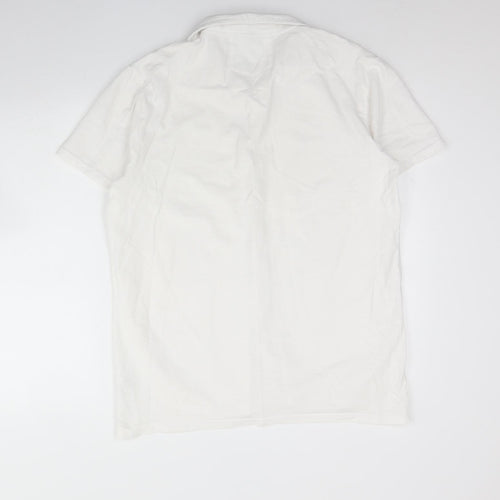 Easy Mens White  Cotton  Button-Up Size XL Collared Button
