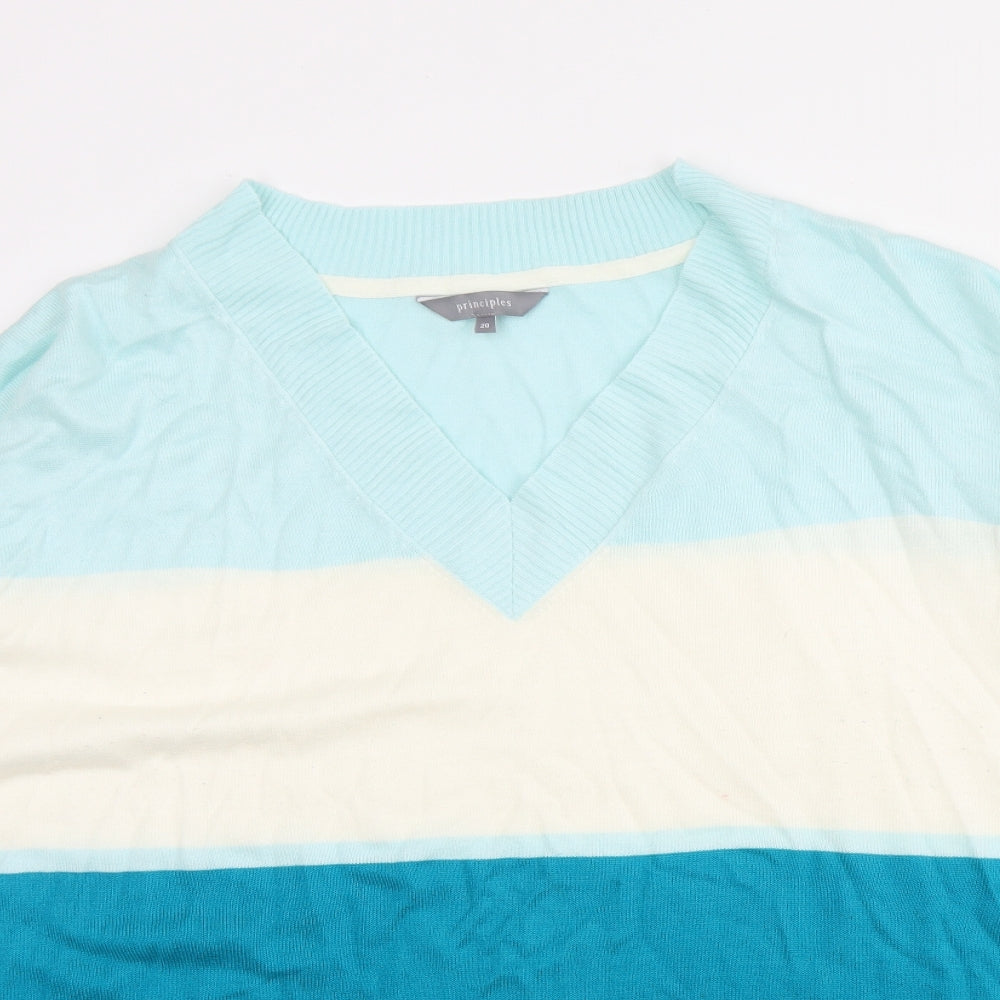 Principles Womens Blue Boat Neck  Acrylic Pullover Jumper Size 20