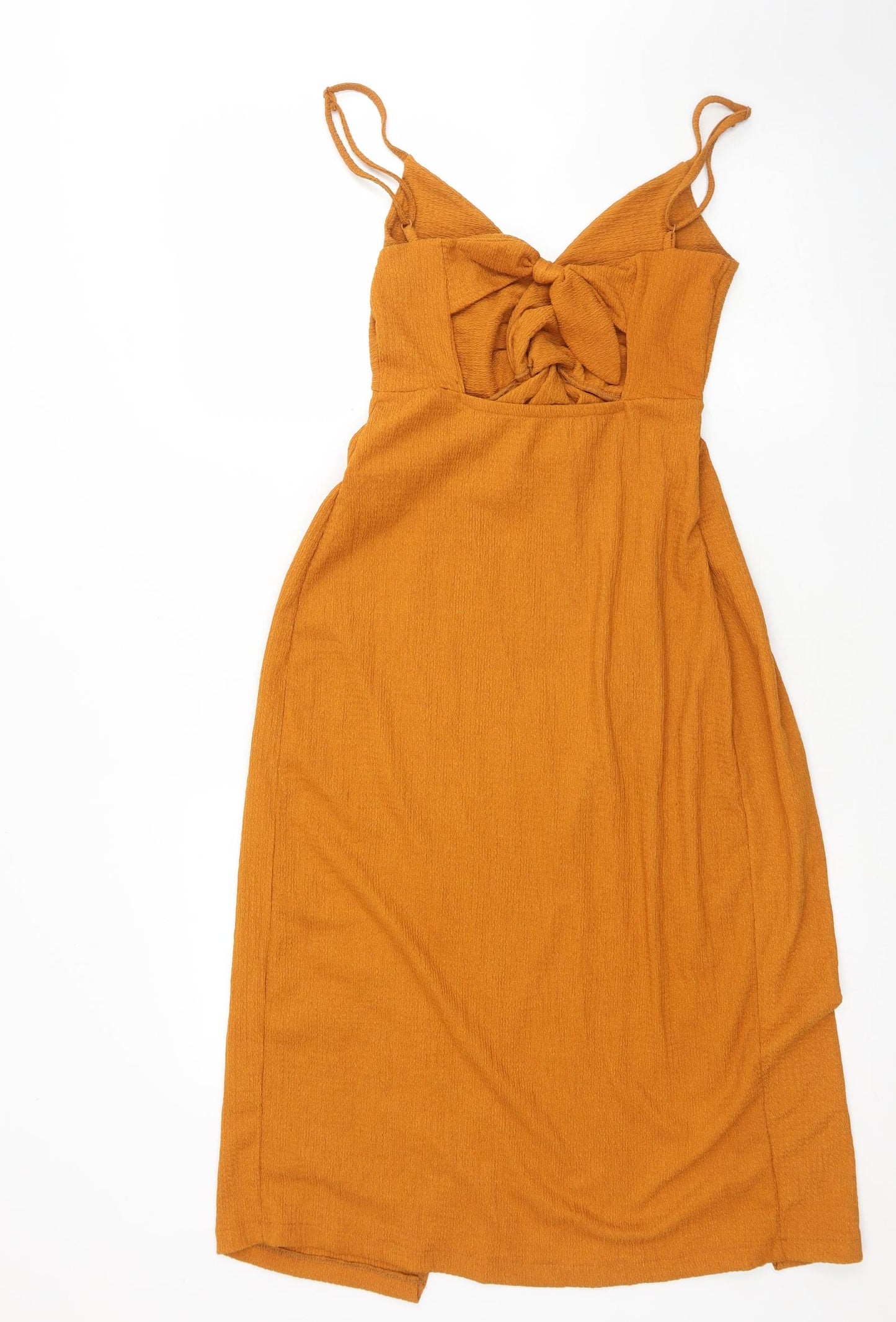 Bershka Womens Orange  Polyester Fit & Flare  Size XS  Sweetheart