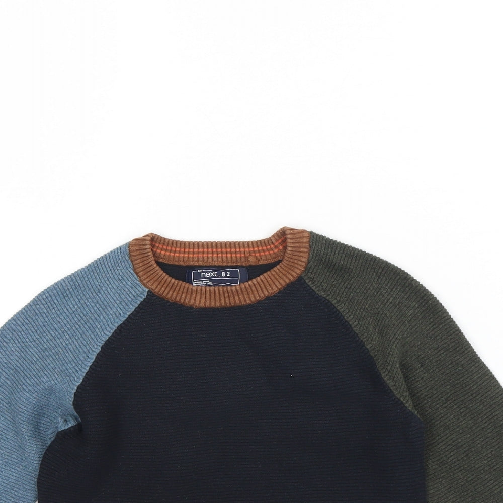 NEXT Boys Blue Round Neck  Cotton Pullover Jumper Size 4 Years