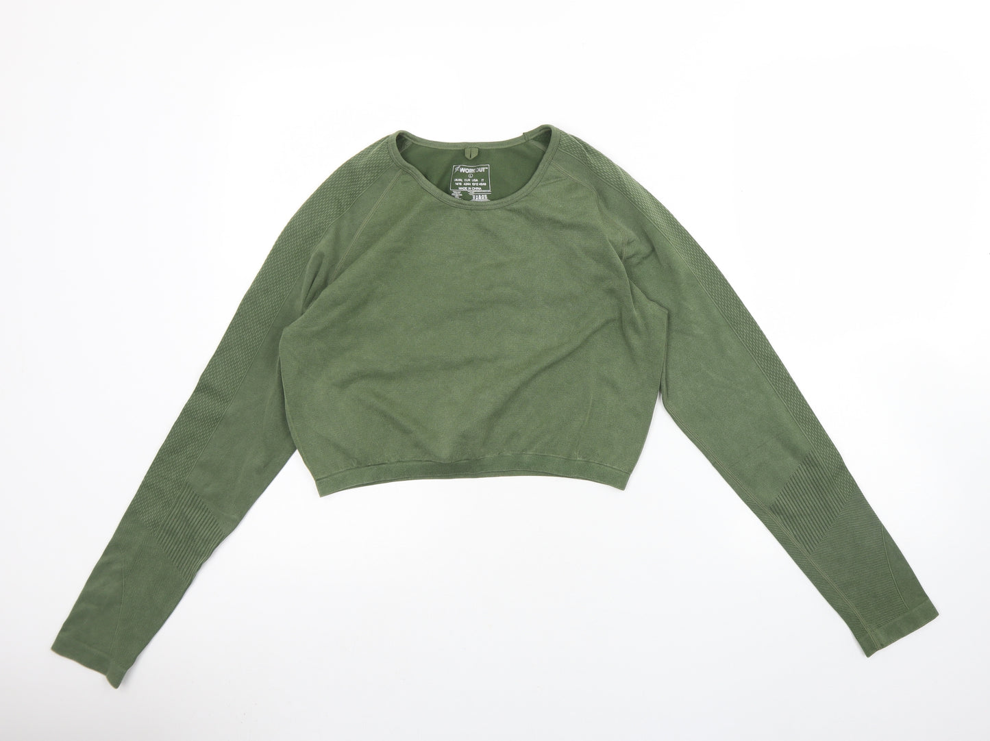 Workout Girls Green  Polyamide Basic T-Shirt Size 14 Years Round Neck