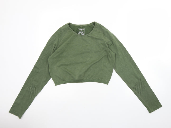 Workout Girls Green  Polyamide Basic T-Shirt Size 14 Years Round Neck