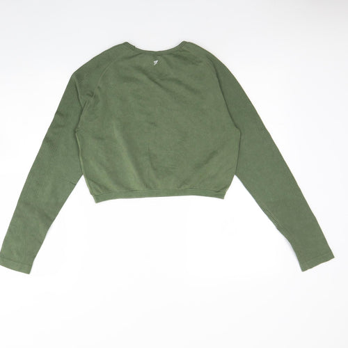 Workout Girls Green  Polyamide Basic T-Shirt Size 14 Years Round Neck