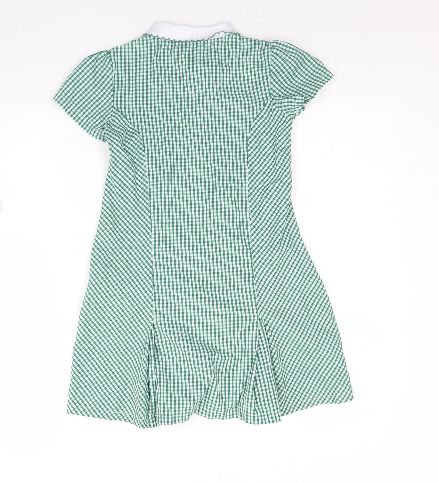 Banner  Girls Green Plaid Cotton Pinafore/Dungaree Dress  Size 6 Years  Collared Zip - School
