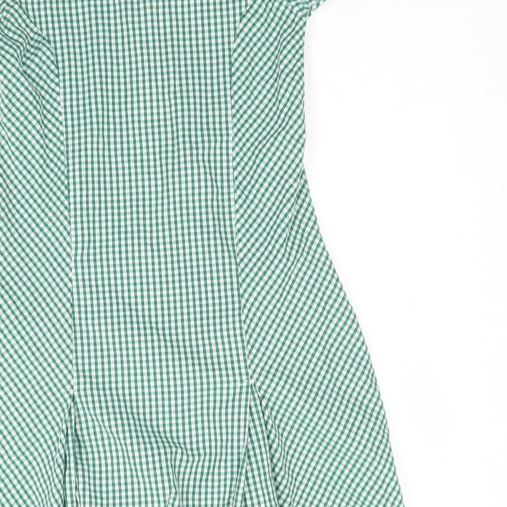 Banner  Girls Green Plaid Cotton Pinafore/Dungaree Dress  Size 6 Years  Collared Zip - School