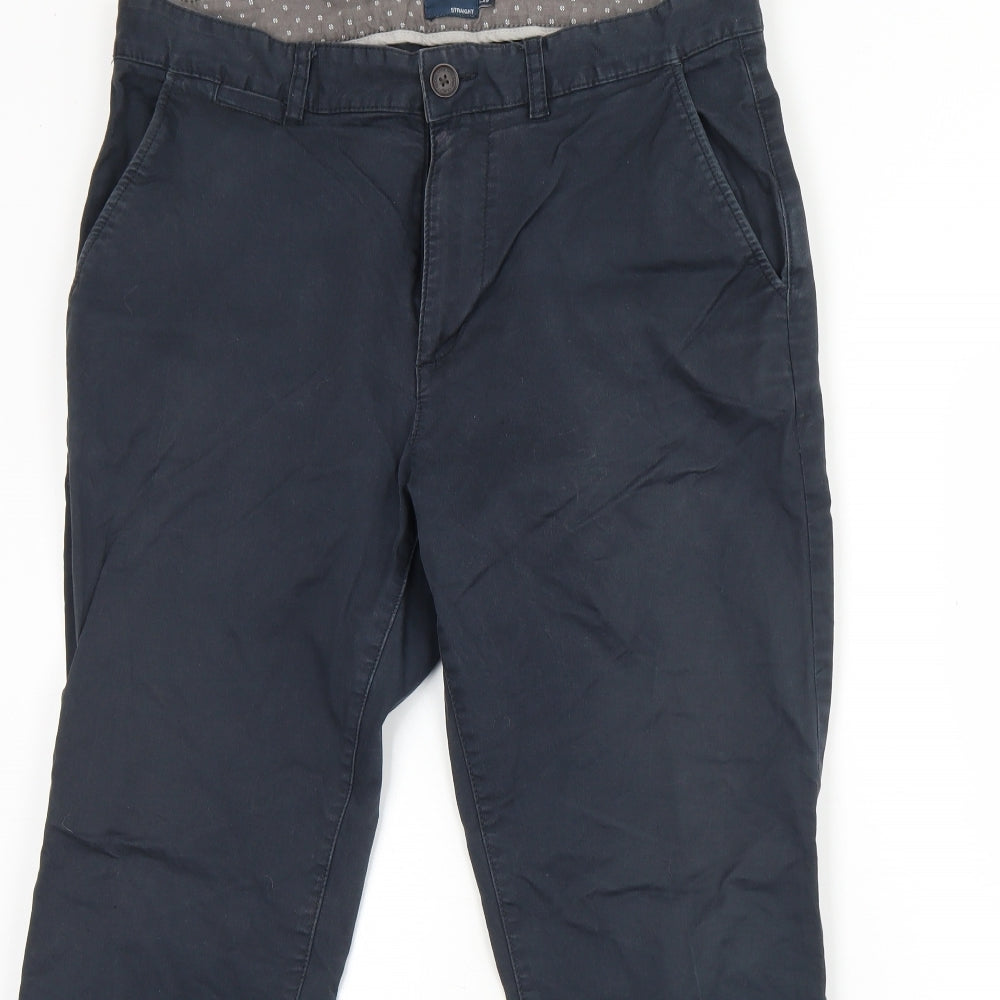 Easy Mens Blue  Cotton Trousers  Size 34 L29 in Regular Hook & Eye