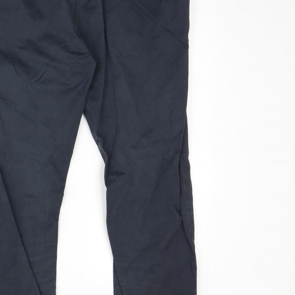 Easy Mens Blue  Cotton Trousers  Size 34 L29 in Regular Hook & Eye
