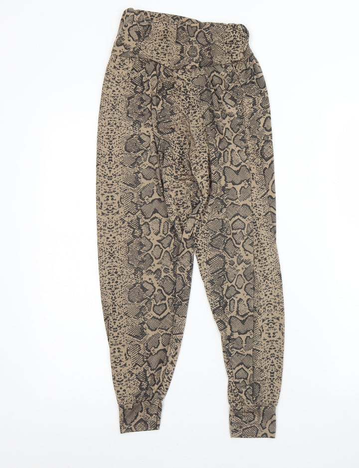 Preworn Girls Brown Animal Print Polyester Capri Trousers Size 11 Years Regular